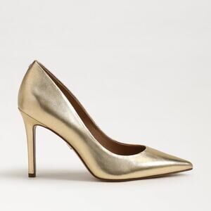 Sam Edelman | Hazel Pointed Toe Stilleto Pumps Metallic Amber Gold Leather 9